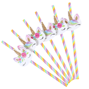 Paille jetable tête de licorne (lot de 20)
