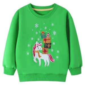 Pull de Noel fille licorne vert