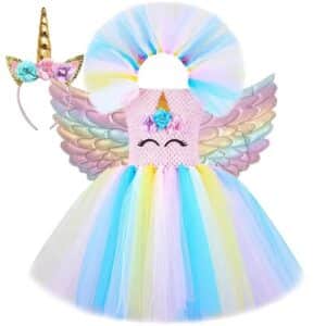 Déguisement licorne fille bleu et rose