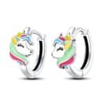 Boucle oreille tête de licorne anneau