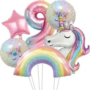 Ballon aluminium licorne​ chiffre anniversaire