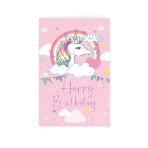 Carte de voeux licorne rose