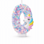 Bougie chiffre anniversaire licorne multicolore