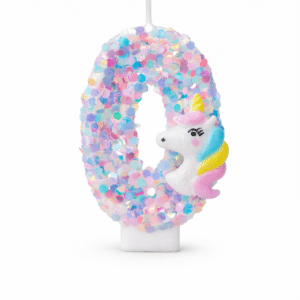 Bougie chiffre anniversaire licorne multicolore