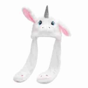 Bonnet licorne oreille qui bouge blanc pour adulte