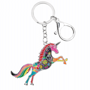 Porte clef licorne en métal mulitcolore
