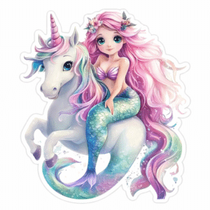 Petit autocollant licorne sirène