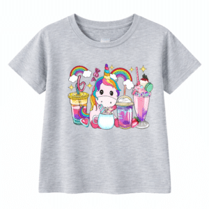 T shirt femme licorne arc en ciel cocktail