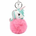 Porte clef licorne pompon rose1