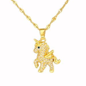 Collier femme avec pendentif licorne doré