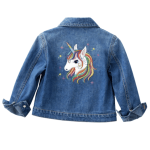 Veste en jean fille licorne