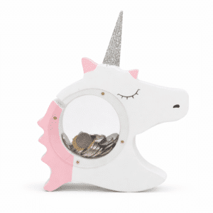 Tirelire licorne en bois transparente