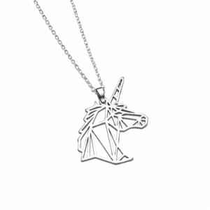 Collier femme pendentif licorne​ style origami