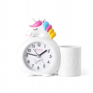 Horloge licorne enfant avec pot à crayon