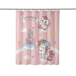 Rideau de douche licorne​ rose