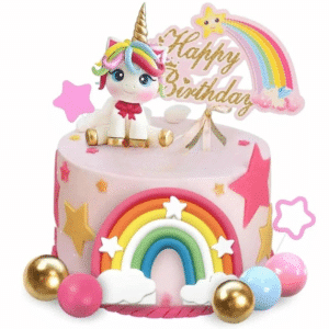 Kit deco licorne pour gateau​ arc en ciel