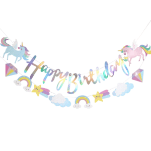 Guirlande papier Happy Birthday motif licorne